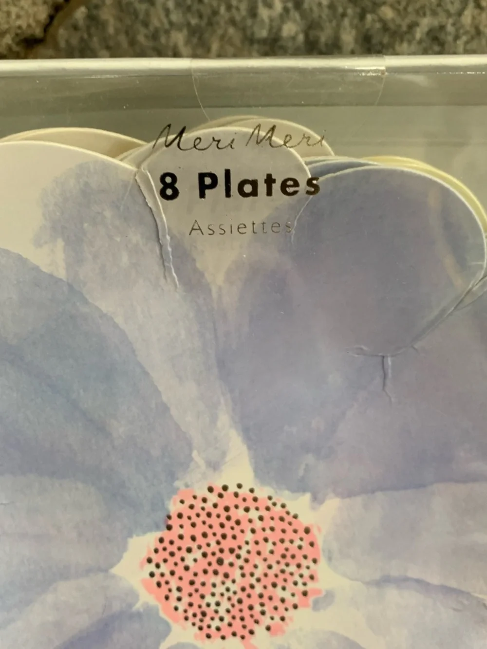 Meri Meri 8 Pastel Color Spring Flower Floral Plates Blue Pink/Red Yellow Purple